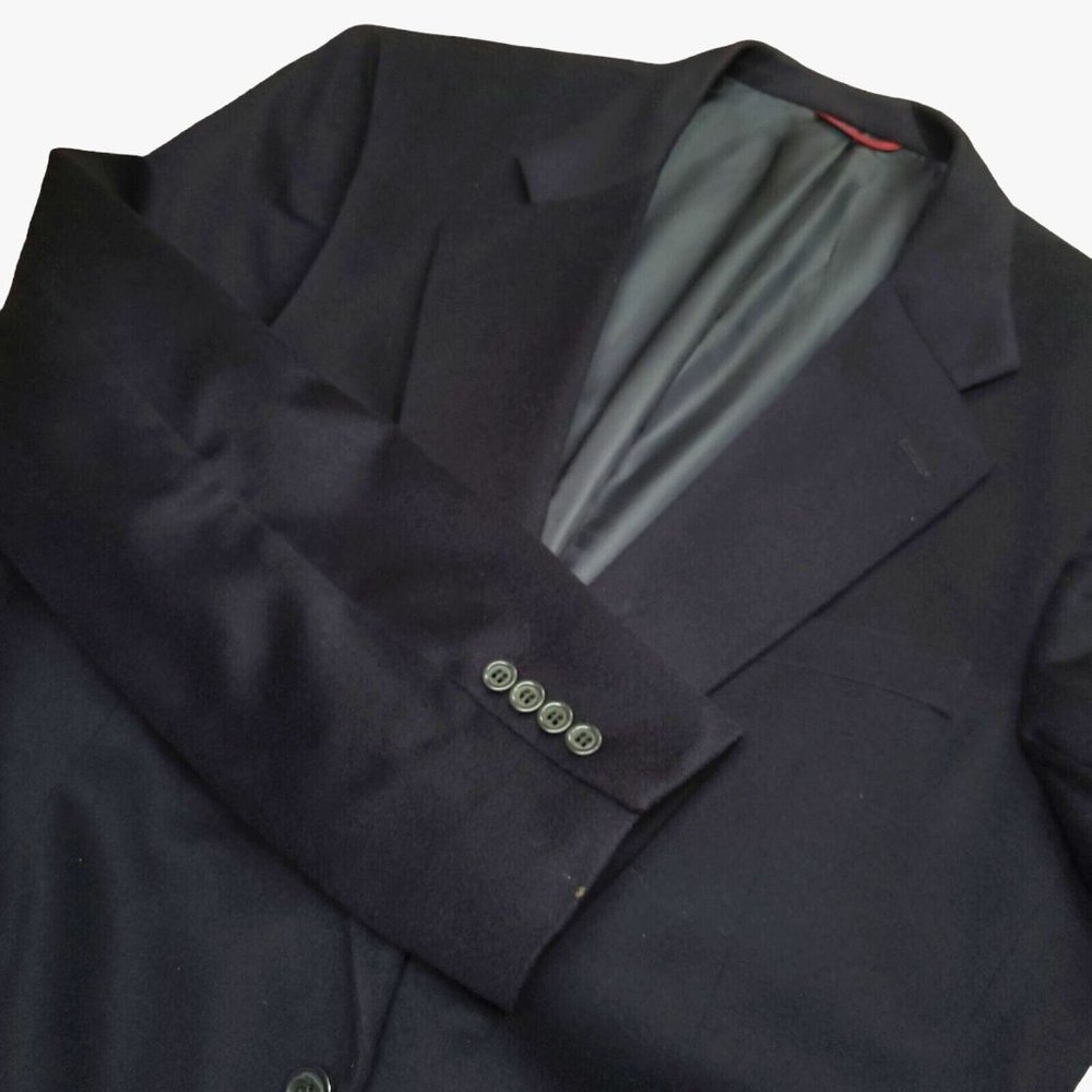 Mens 100% Cashmere Sport Coat Blazer Navy Blue 46L Kent Classic